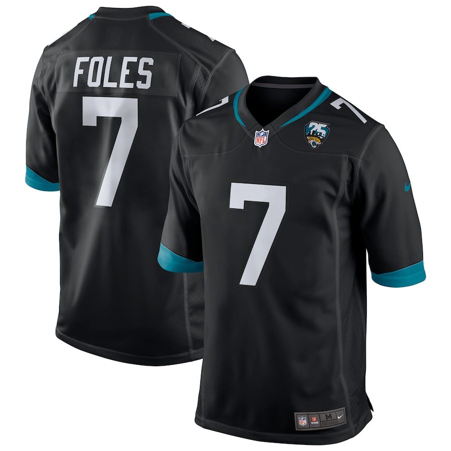 Men Jacksonville Jaguars 7 Nick Foles Nike Black 25th Season Game NFL Jersey